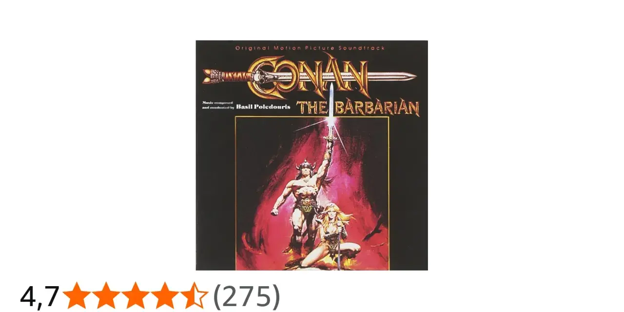 Banda sonora original de Conan el Bárbaro, con arte de Basil Poledouris.