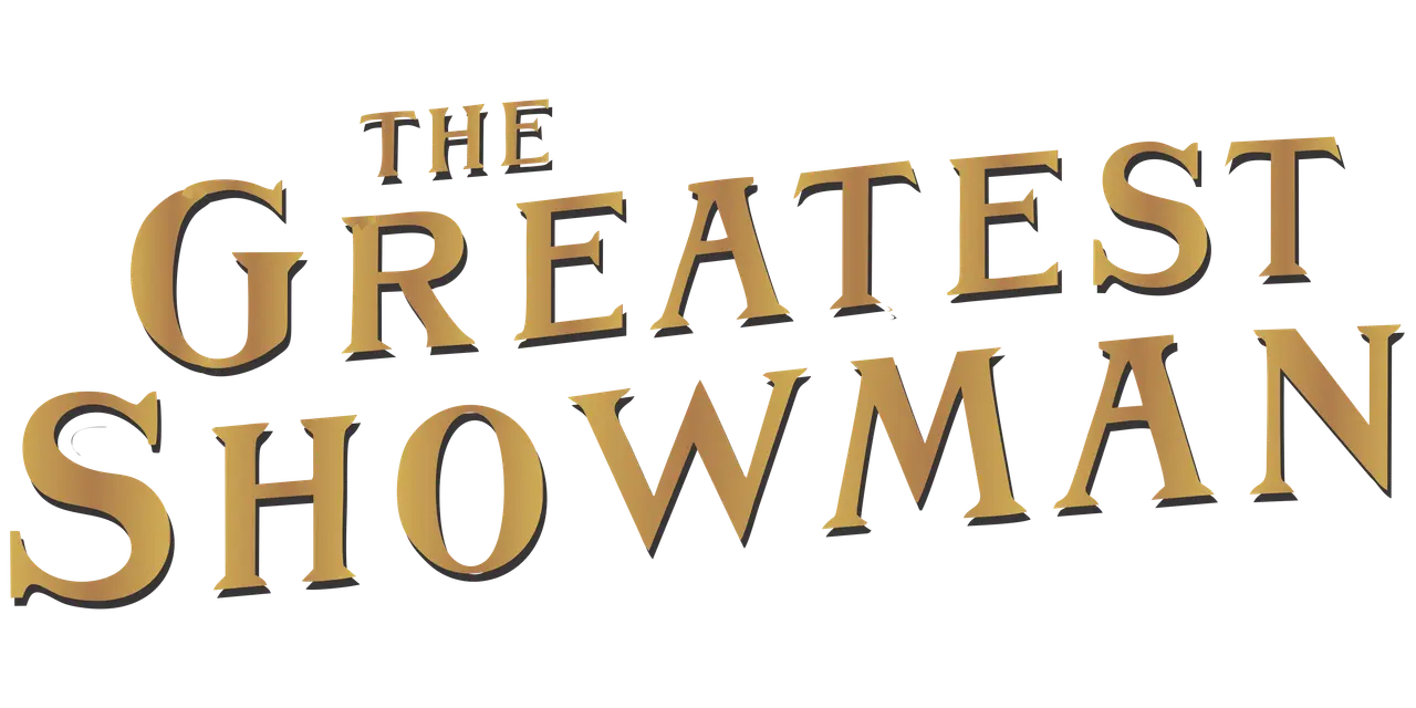 El logo dorado de "The Greatest Showman" evoca la magia y las **canciones de The Greatest Showman** que inspiran sueños.
