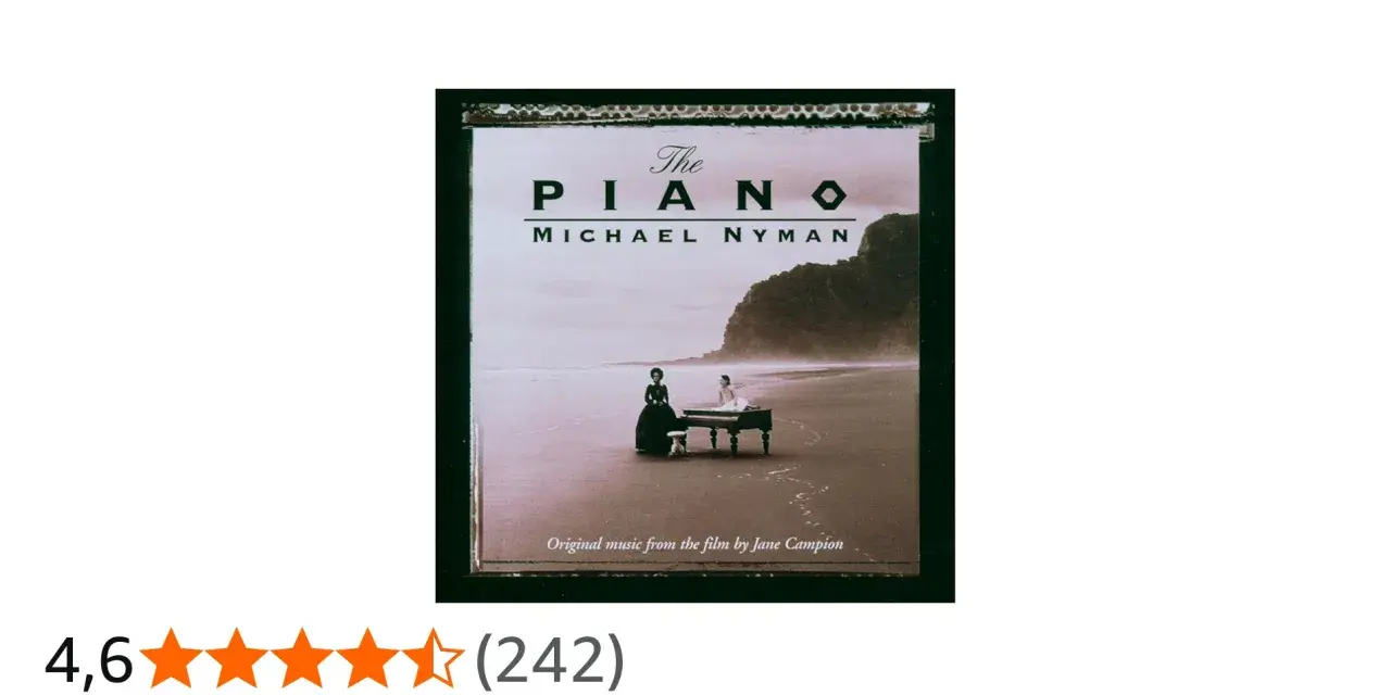 Banda sonora de "El Piano" de Michael Nyman, con dos mujeres junto a un piano en la playa.