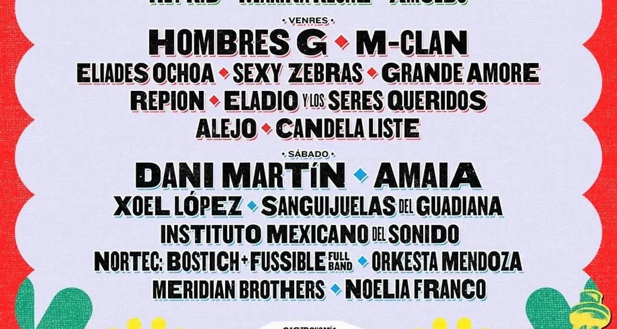 Cartel del festival Portamérica con nombres de artistas como Rigoberta Bandini, Dani Martín y Hombres G.