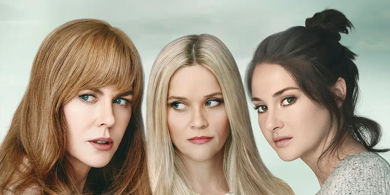 Las protagonistas de bso Big Little Lies, Nicole Kidman, Reese Witherspoon y Shailene Woodley, miran con intensidad.
