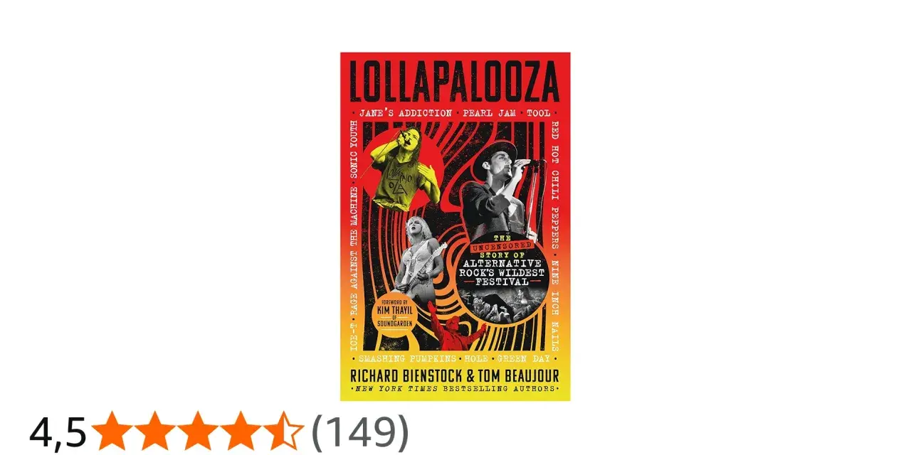 Libro "Lollapalooza: The Uncensored Story of Alternative Rock's Wildest Festival". Incluye bandas como Jane's Addiction y Red Hot Chili Peppers.