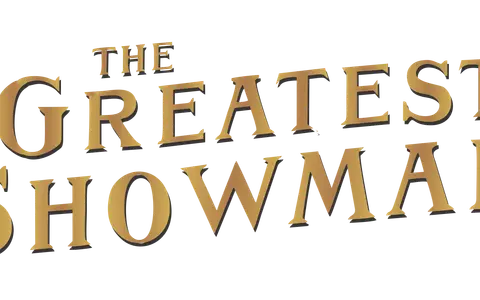 El logo dorado de "The Greatest Showman" evoca la magia y las **canciones de The Greatest Showman** que inspiran sueños.