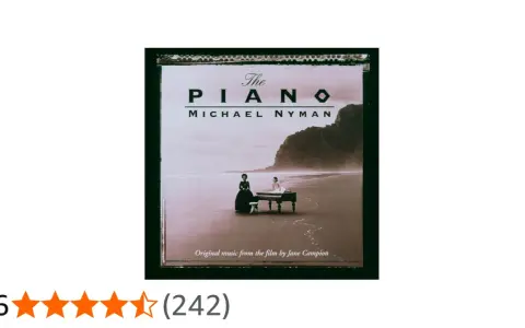 Banda sonora de "El Piano" de Michael Nyman, con dos mujeres junto a un piano en la playa.