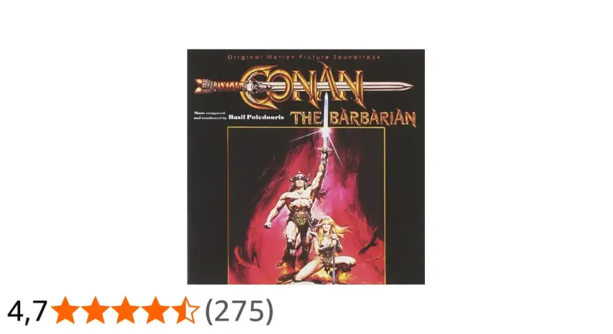 Banda sonora original de Conan el Bárbaro, con arte de Basil Poledouris.